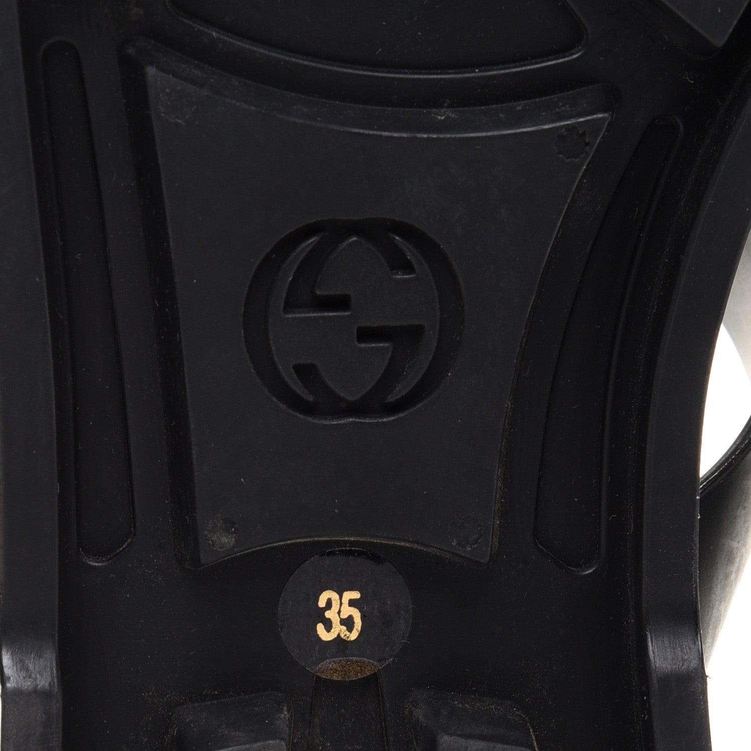 Gucci Rubber Crystal Womens Buckle Strap Sandals 35 Black 9 of 11