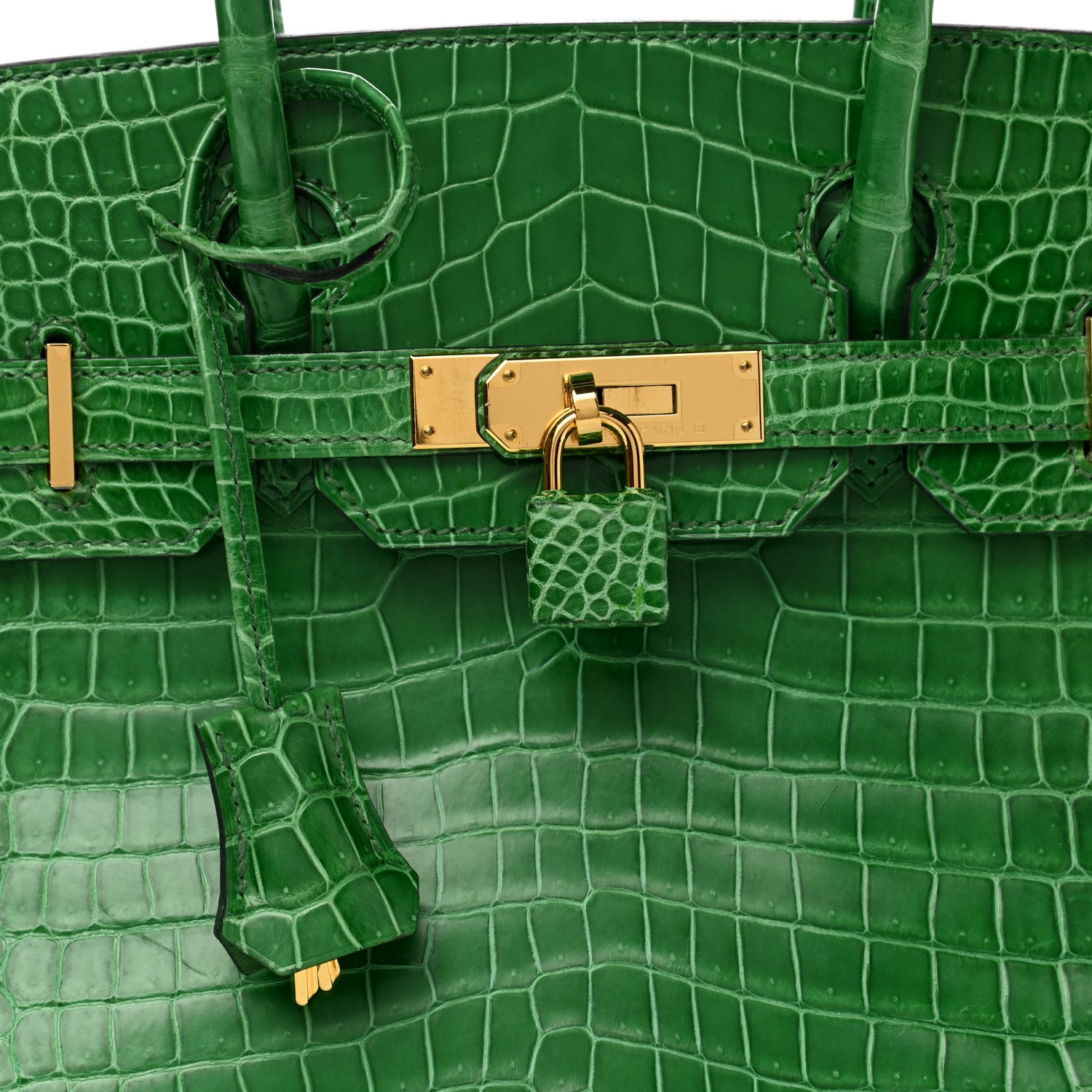 Hermes Shiny Porosus Crocodile Birkin 30 Cactus 7 of 9