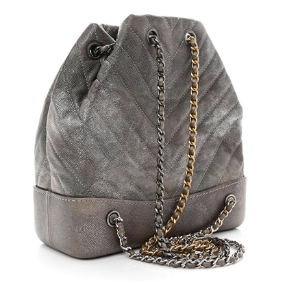 Chanel Metallic Grained Goatskin Chevron Quilted Gabrielle Backpack Silver 3 of 10