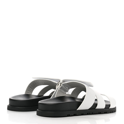 Hermes Calfskin Womens Chypre Sandals 37.5 White 4 of 9