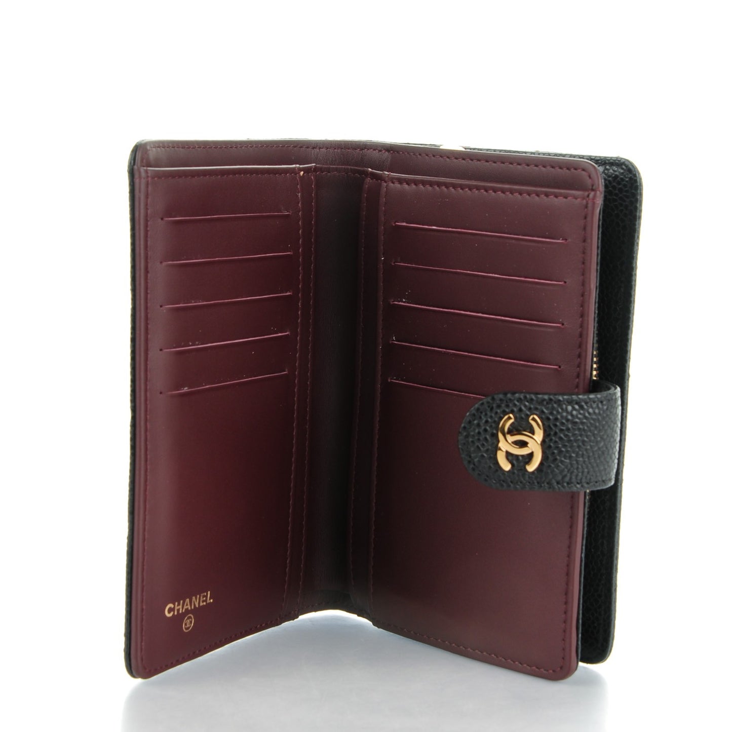 Caviar Quilted Zipped Pocket Wallet Black