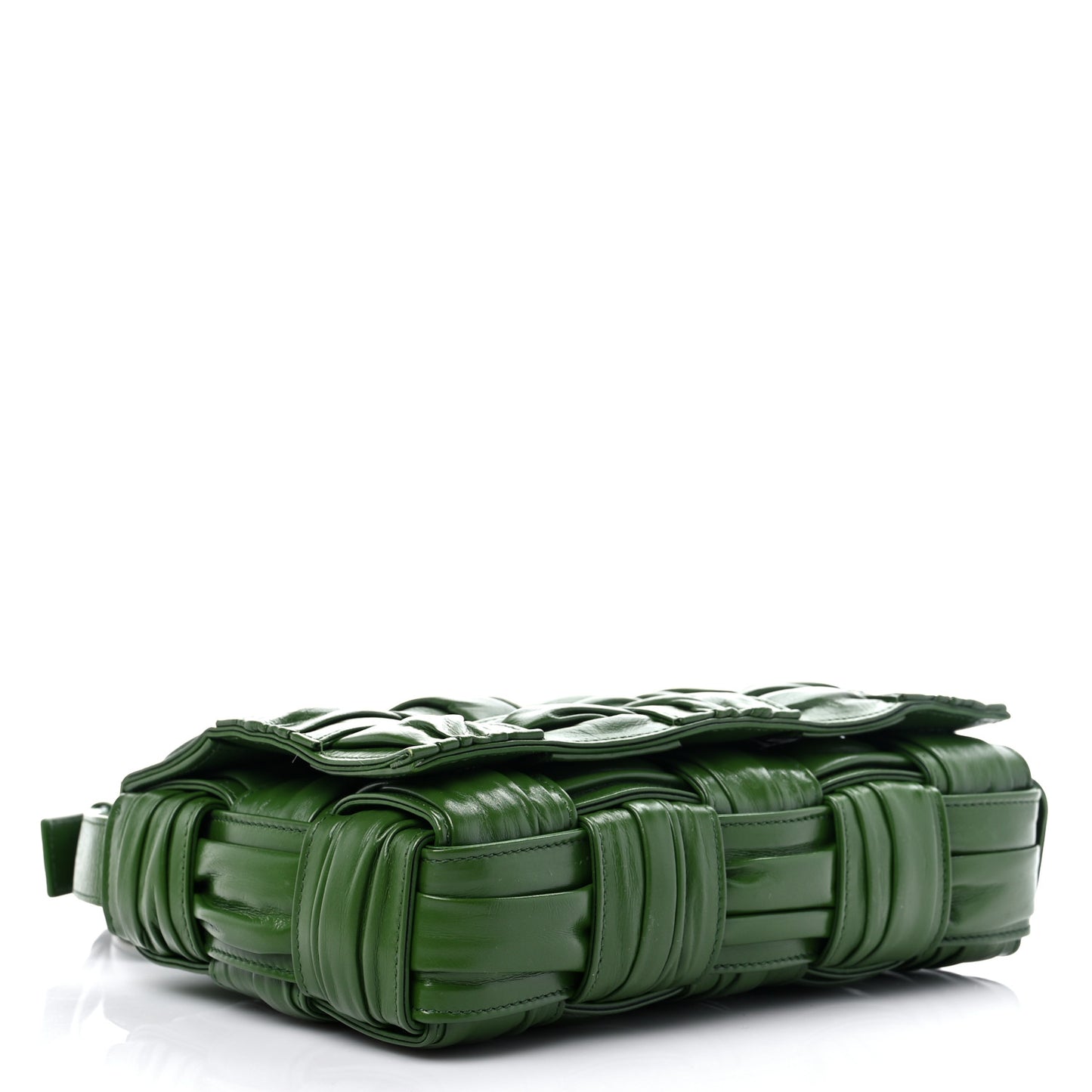 Calfskin Intreccio Plisse Cassette Crossbody Bag Avocado