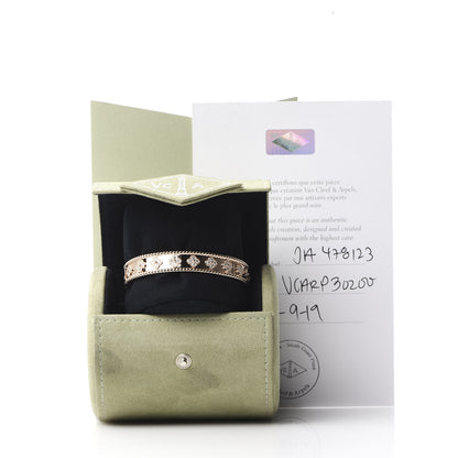 Van Cleef & Arpels 18K Rose Gold Diamond Perlee Clovers Bangle Bracelet S 6 of 6