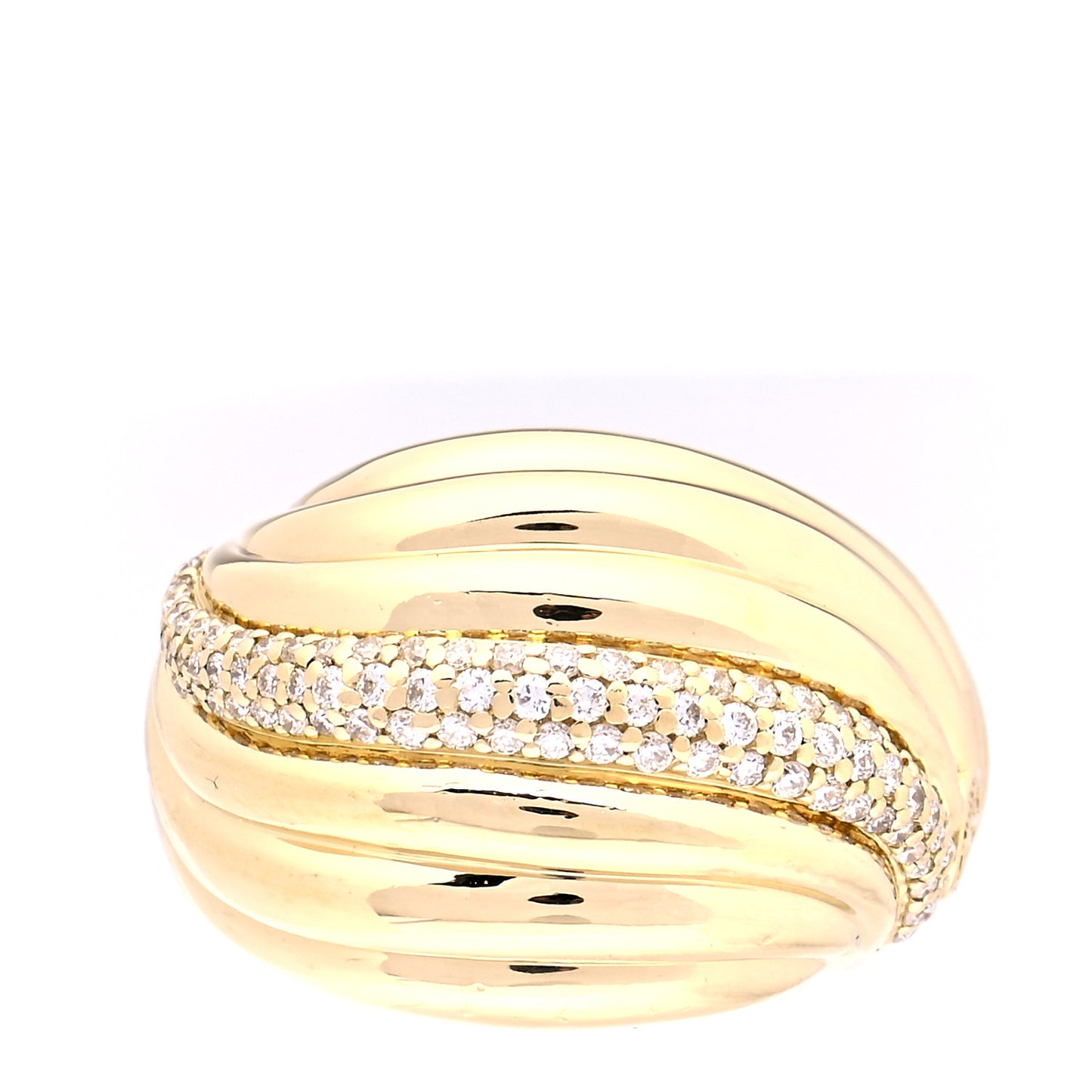 18K Yellow Gold Diamond Sculpted Cable Ring 56 7.5