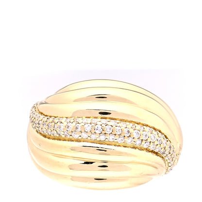 David Yurman 18K Yellow Gold Diamond Sculpted Cable Ring 56 7.5 1 of 6