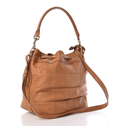 Saint Laurent Calfskin Patchwork Medium Bucket Bag Light Cognac 3 of 16