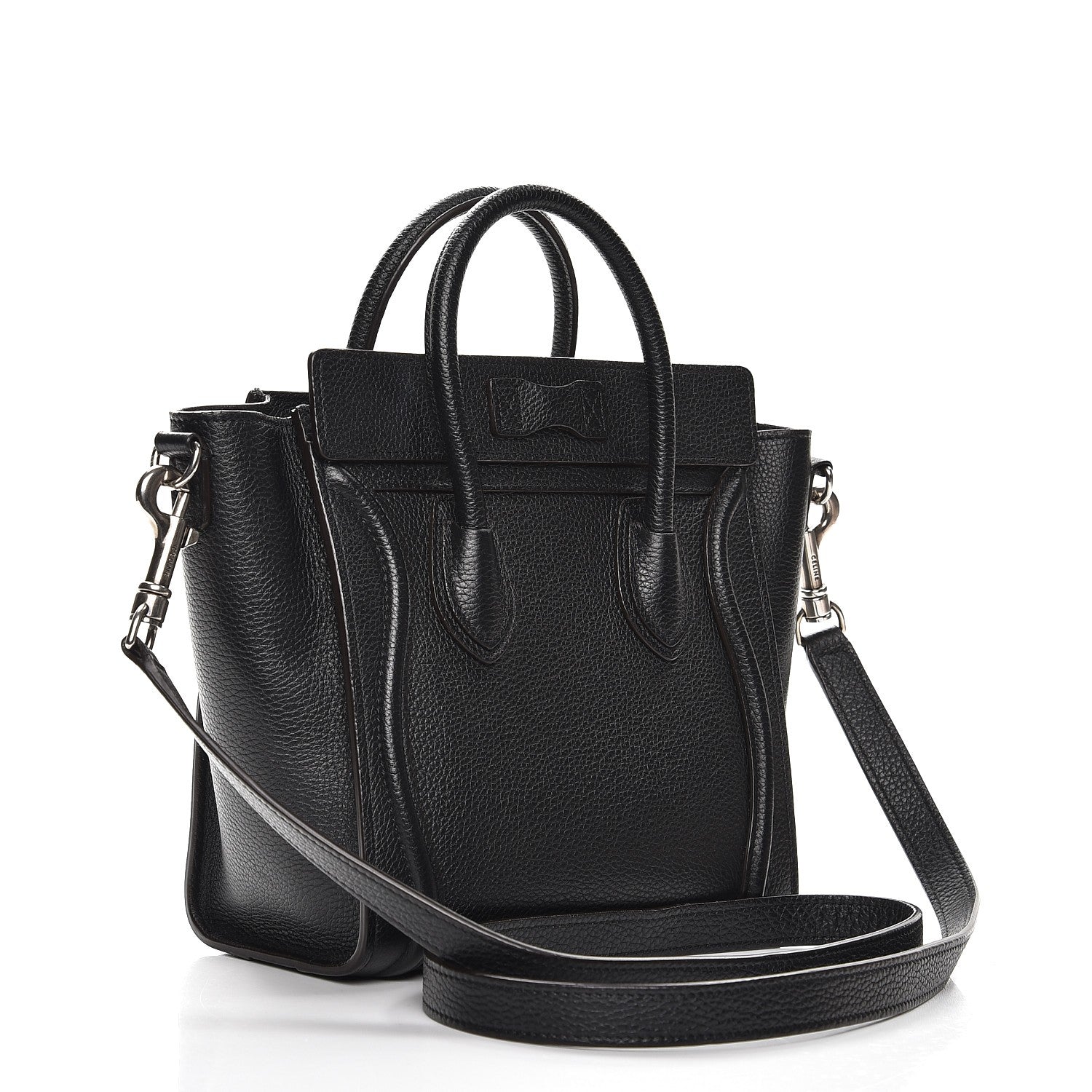 Celine Drummed Calfskin Nano Luggage Black 4 of 8