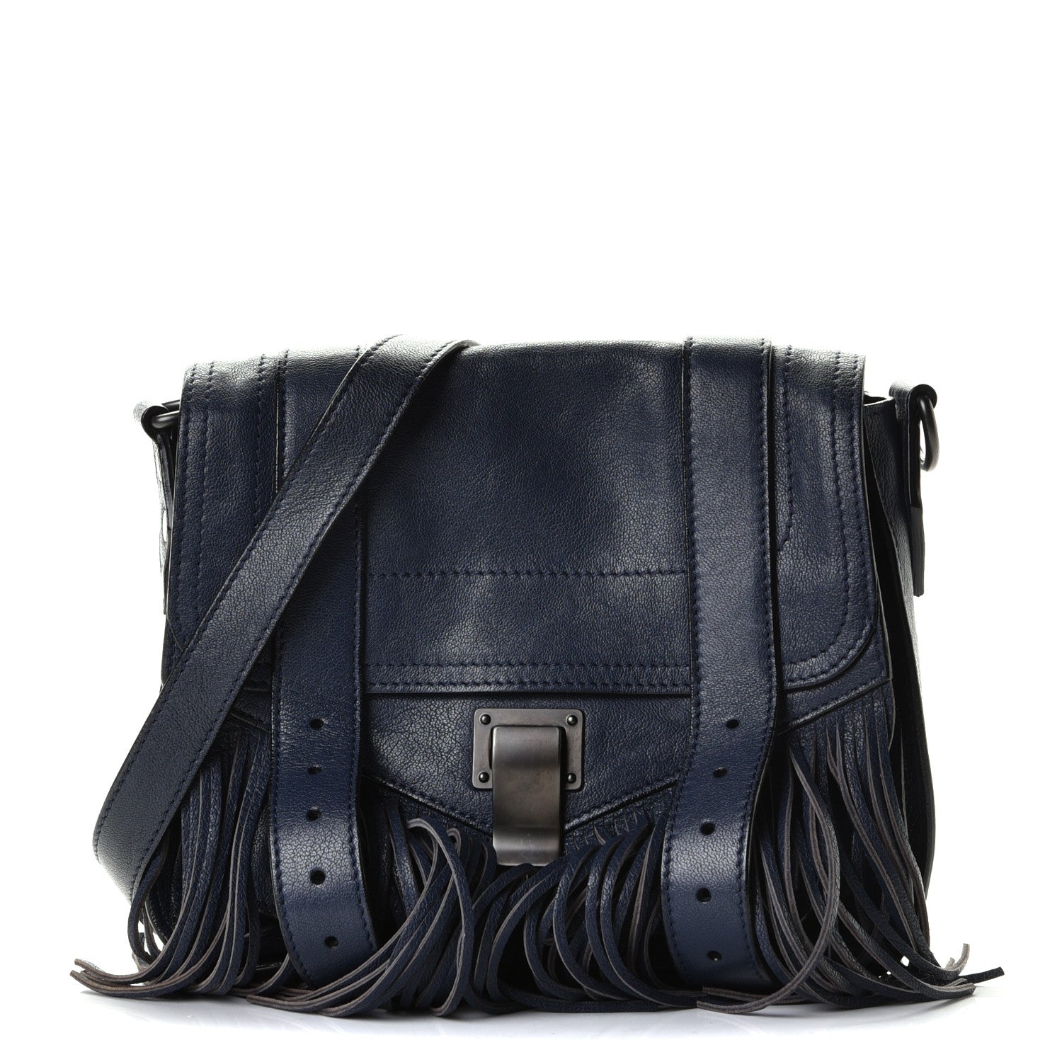 Proenza Schouler Lambskin Fringe PS1 Crossbody Pouch Midnight 1 of 4