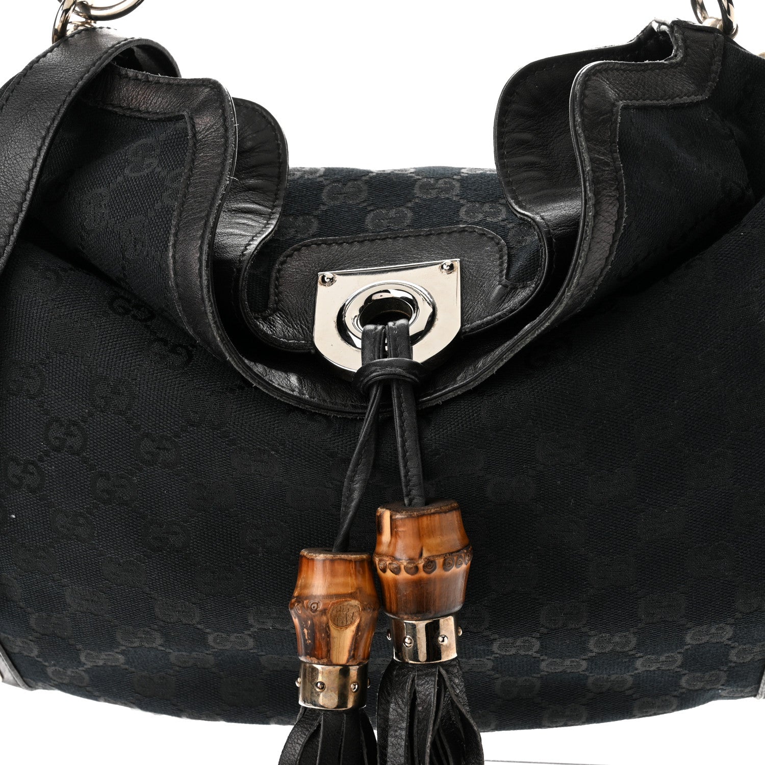 Gucci Monogram Medium Indy Top Handle Hobo Black 8 of 10