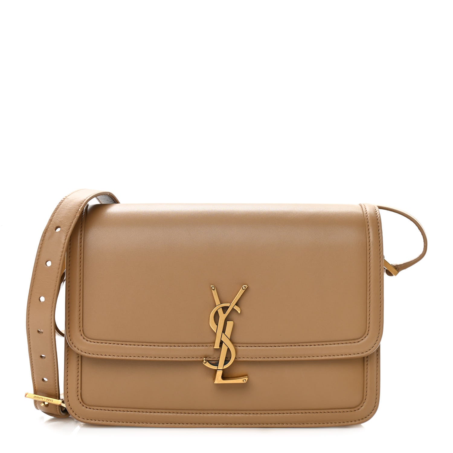Saint Laurent Box Calfskin Monogram Medium Solferino Satchel Natural Tan 1 of 11