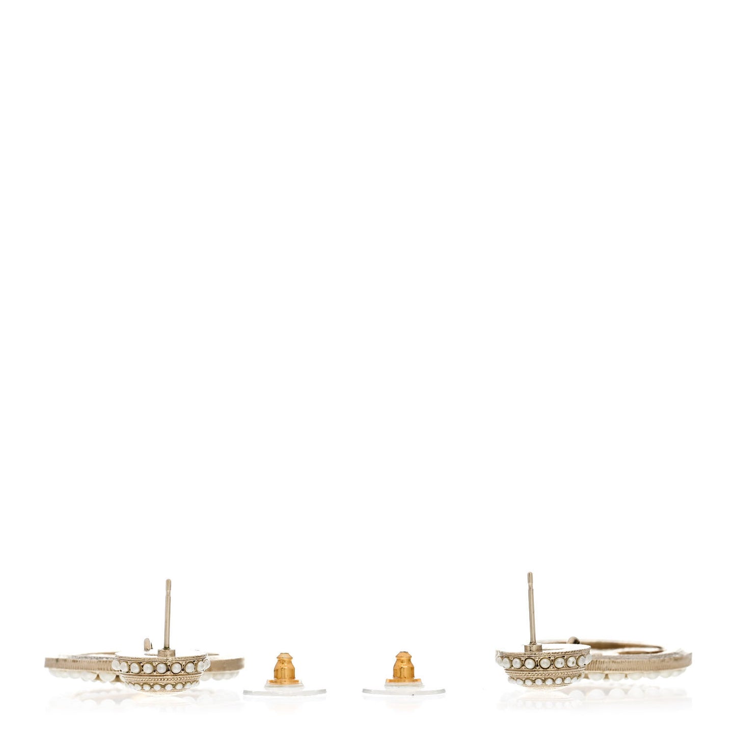 Pearl CC Drop Earrings Light Gold