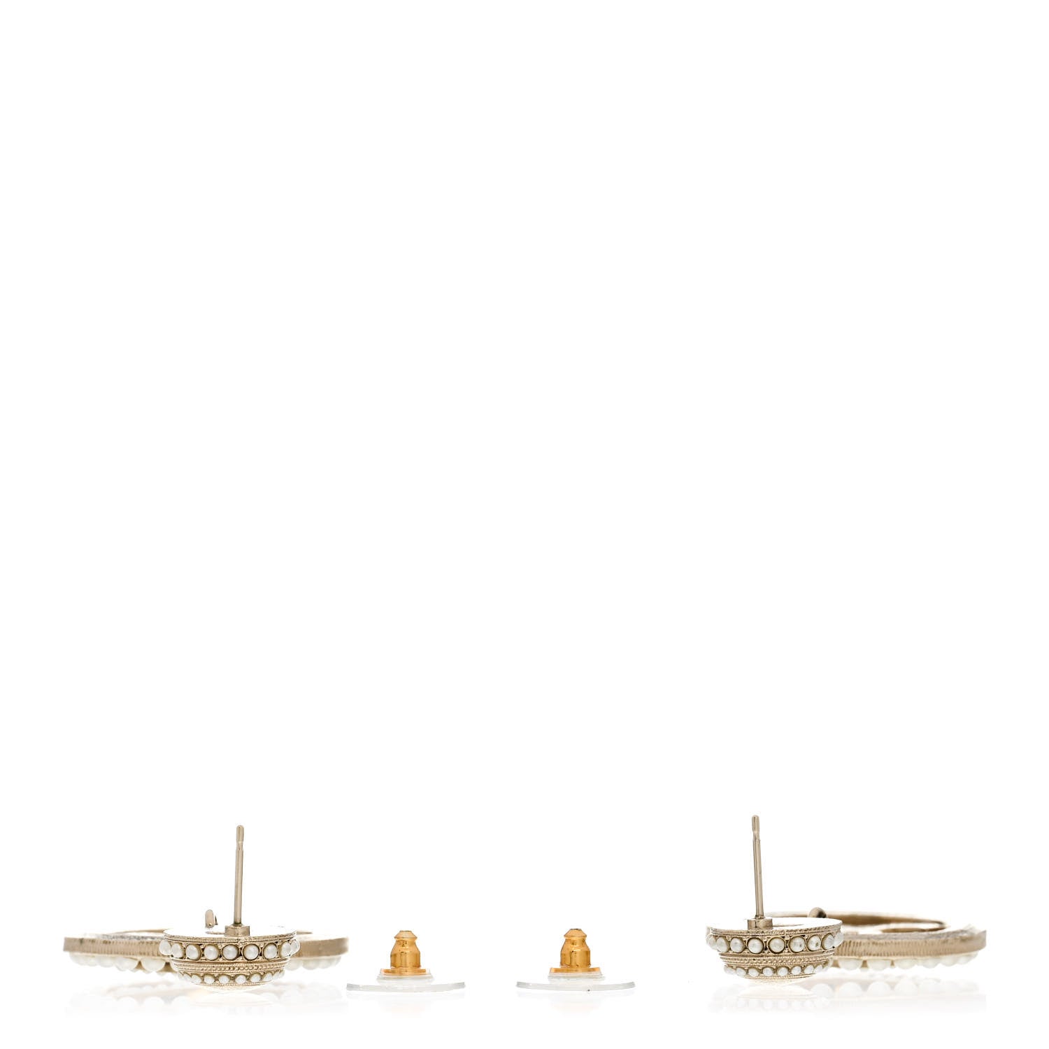 Chanel Pearl CC Drop Earrings Light Gold 3 of 5