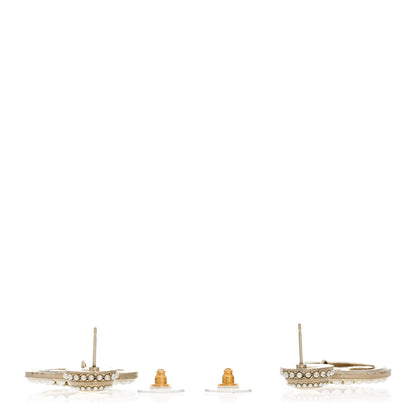 Chanel Pearl CC Drop Earrings Light Gold 3 of 5