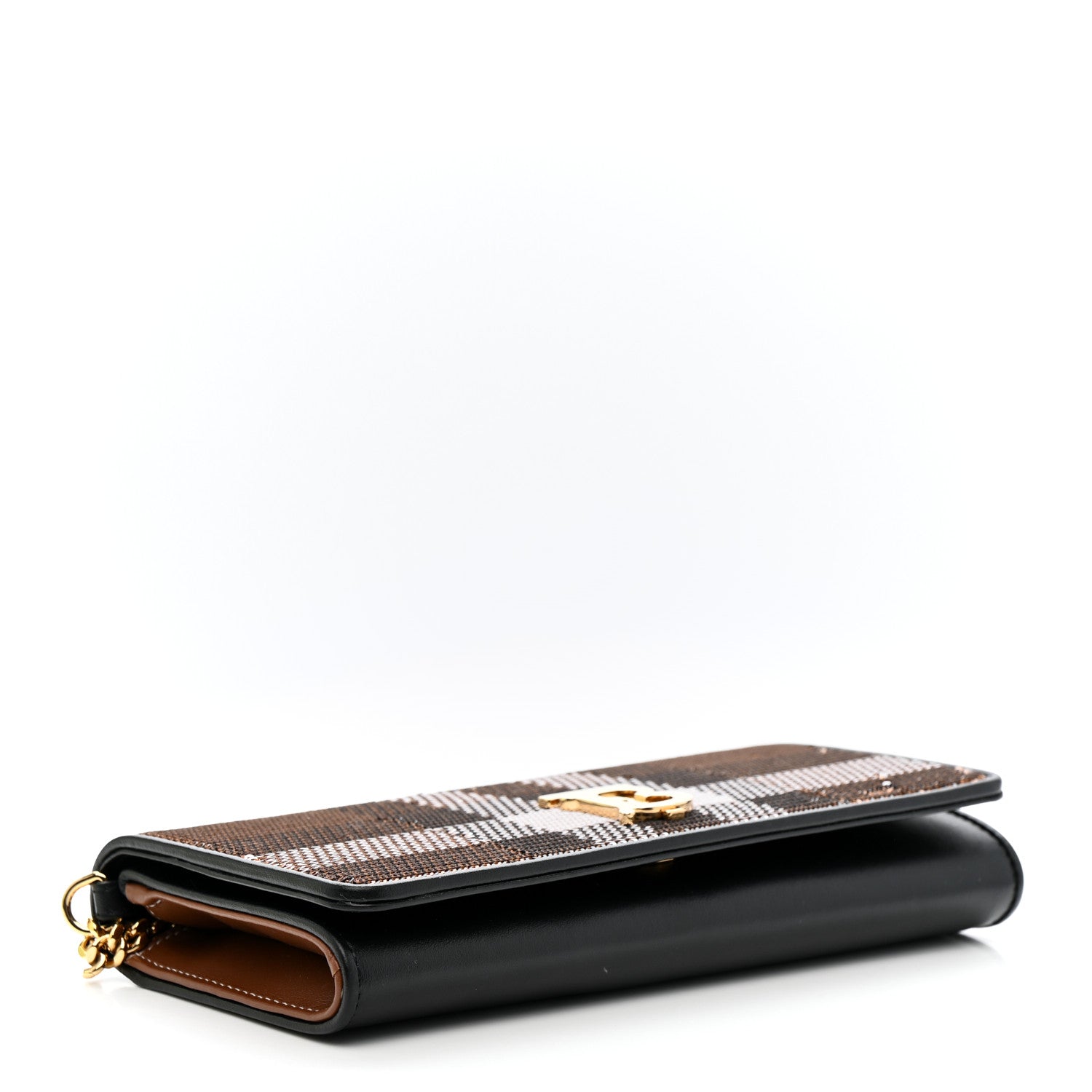 Burberry Calfskin Sequin Check Embellished TB Lola Chain Wallet Dark Birch 4 of 9