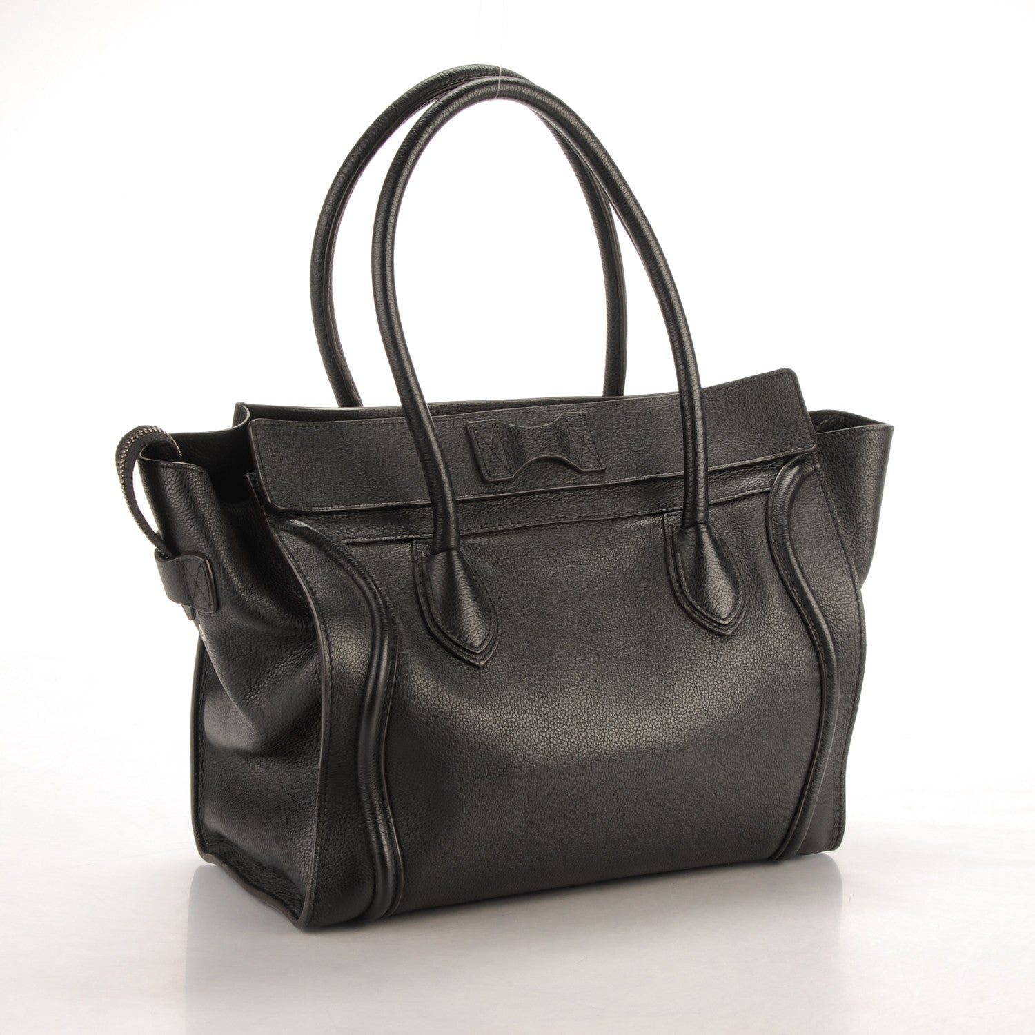Celine Drummed Calfskin Shoulder Luggage Black 3 of 10