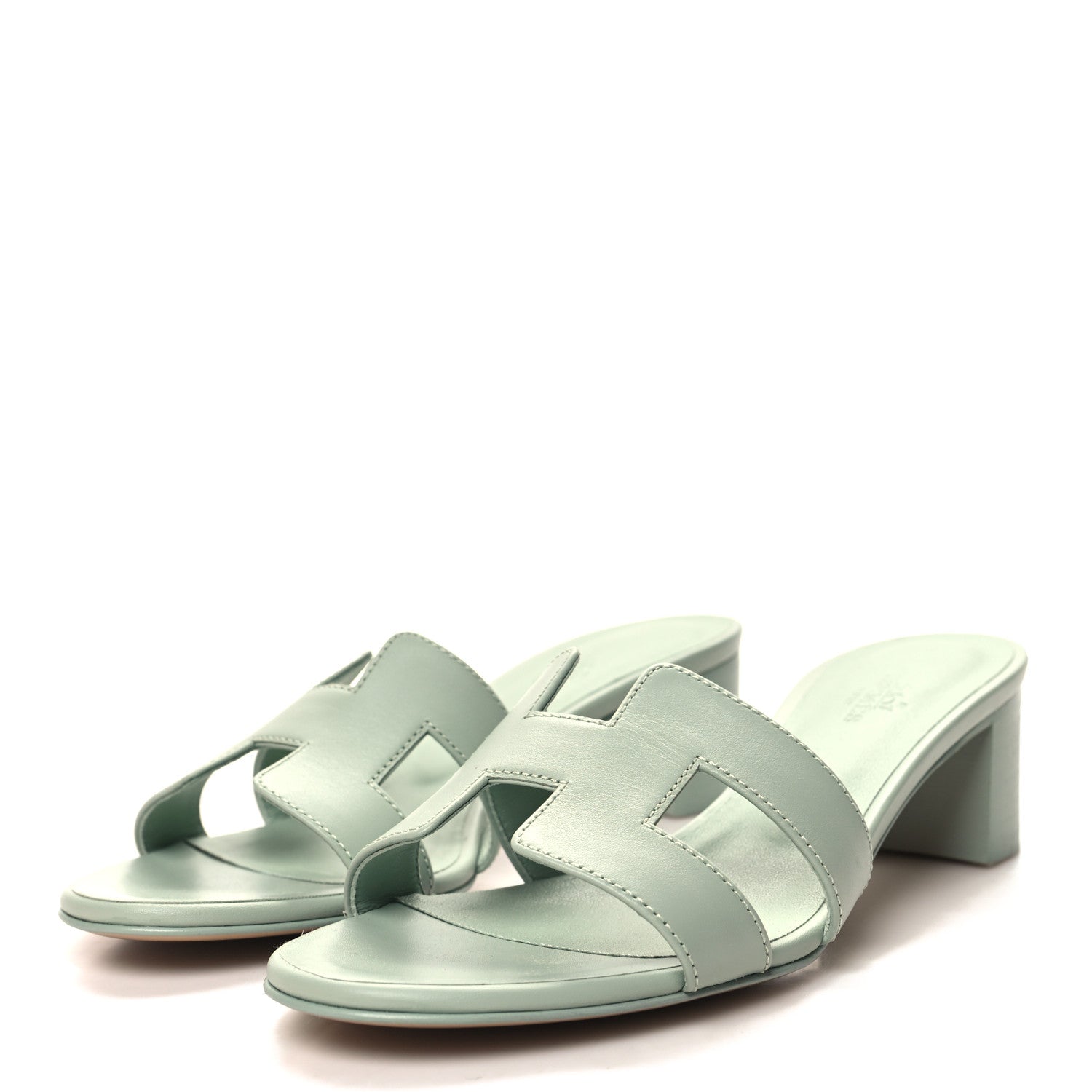 Hermes Calfskin Oasis Sandals 37 Vert Embrun 3 of 10