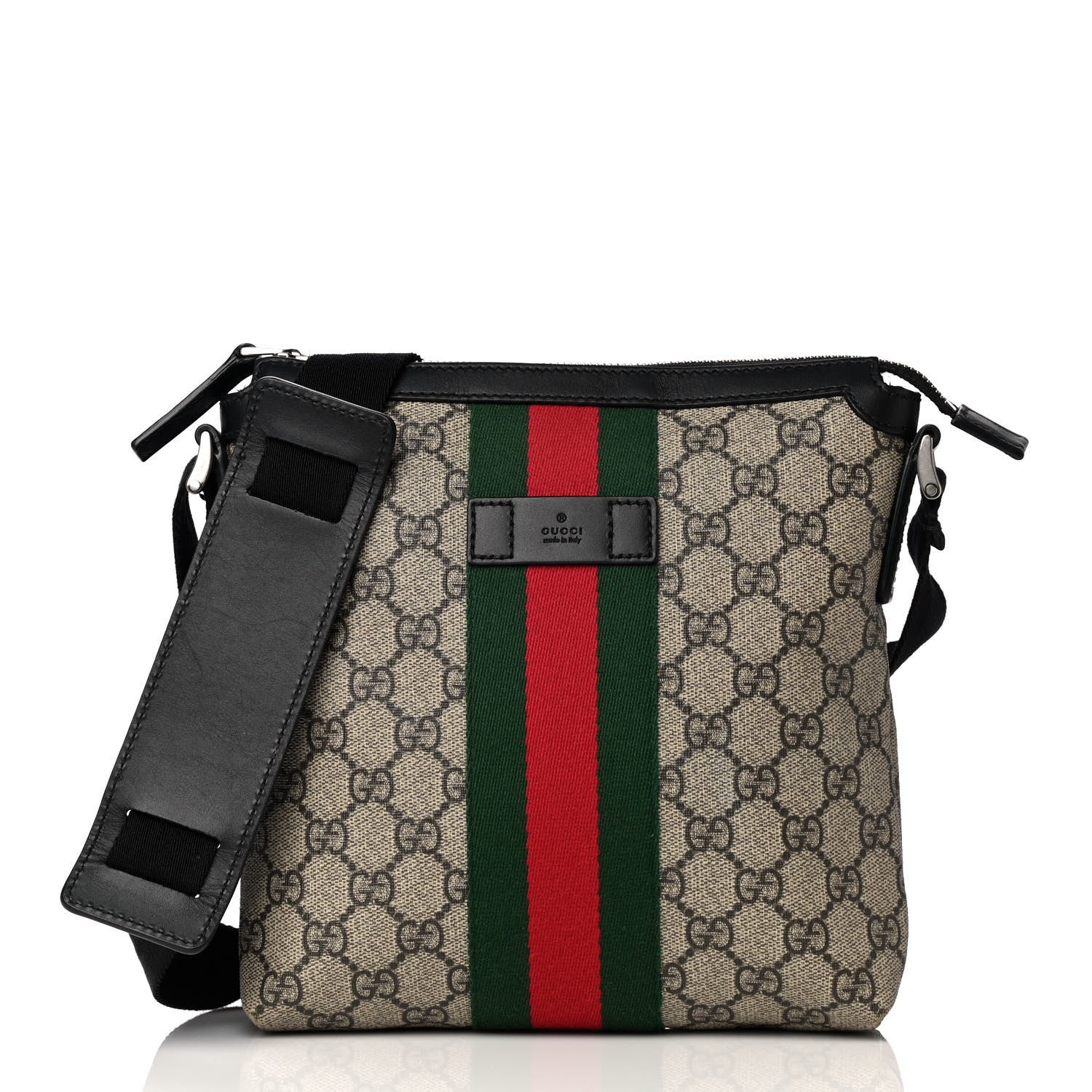 Gucci GG Supreme Monogram Web Messenger Bag Black 1 of 12