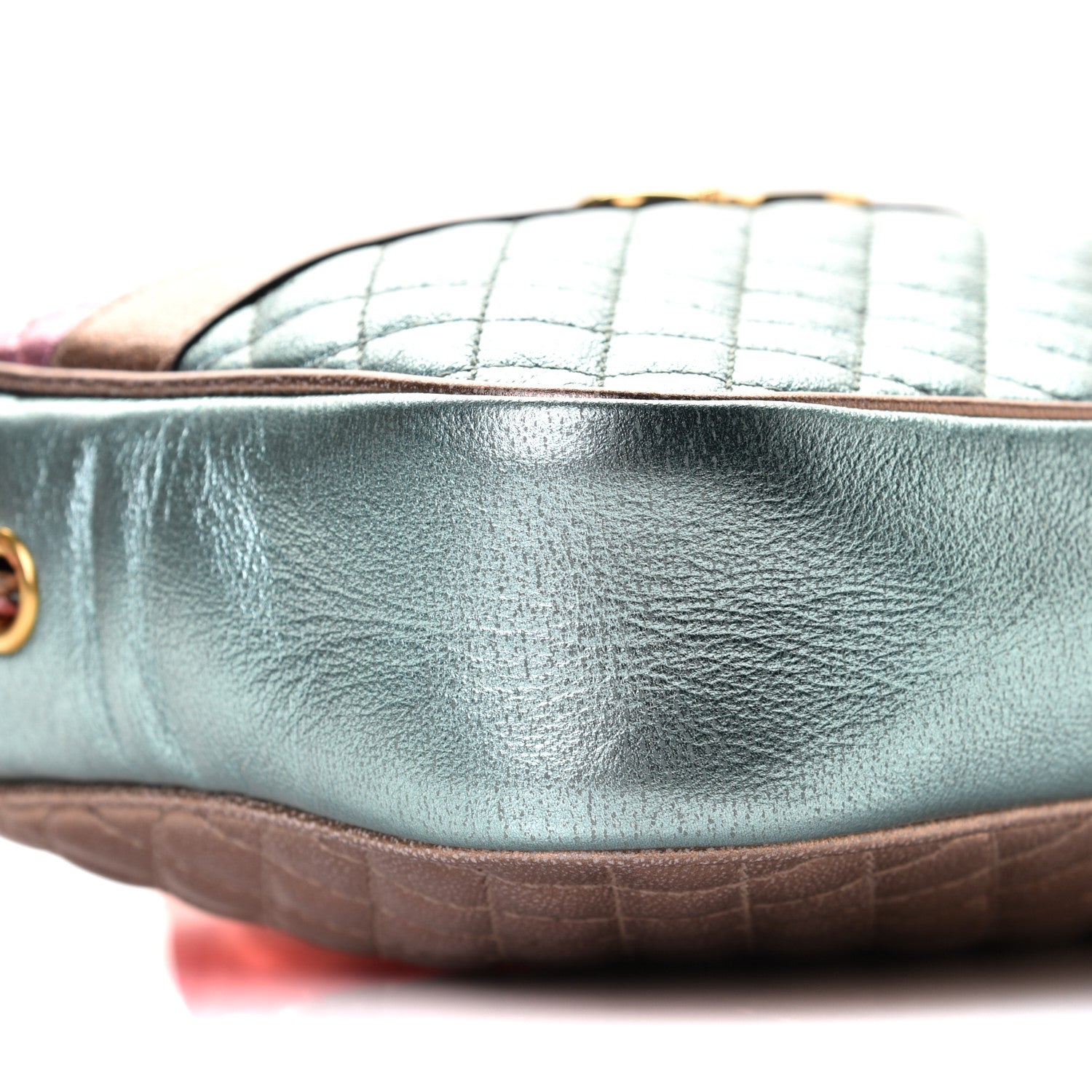 Gucci Laminated Nappa Trapuntata Small Zumi Shoulder Bag Rosa Lago Rame 8 of 8