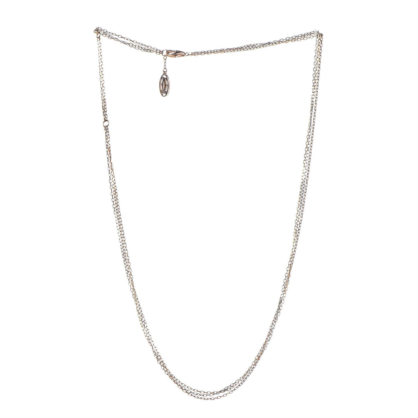 18K Pink Yellow White Gold Three Chain Necklace