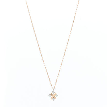 Tiffany 18K Rose Gold Platinum Diamond Schlumberger Lynn Pendant Necklace 1 of 5