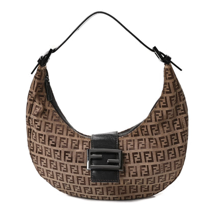 Fendi Zucchino Half Moon Baguette Brown 1 of 8