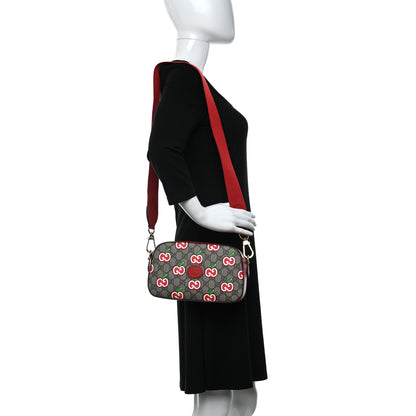 Gucci GG Supreme Monogram Apple Small Retro Interlocking G Shoulder Bag Beige Multicolor Lobster Red 2 of 12