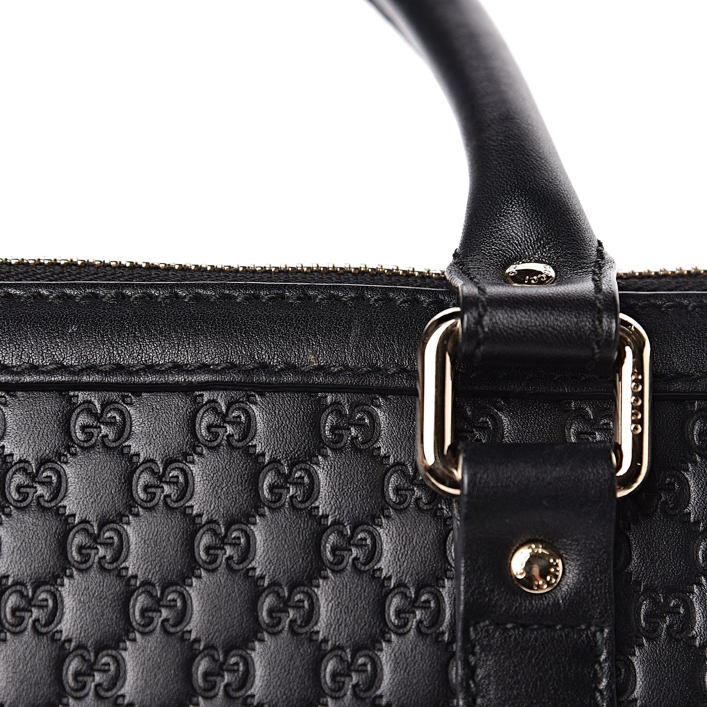 Soft Microguccissima Medium Zippered Satchel Black