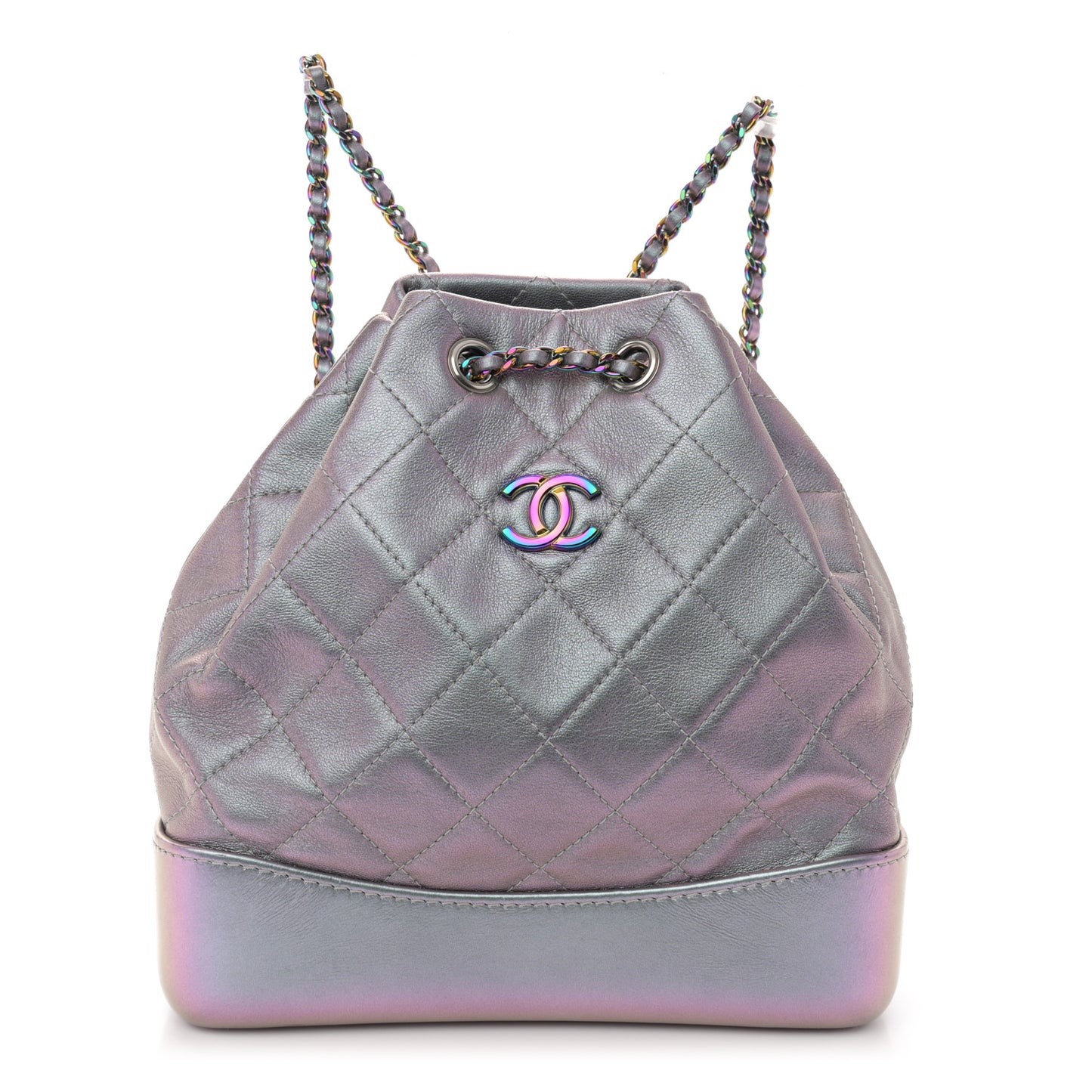 Iridescent Lambskin Calfskin Small Quilted Gabrielle Backpack Light Purple