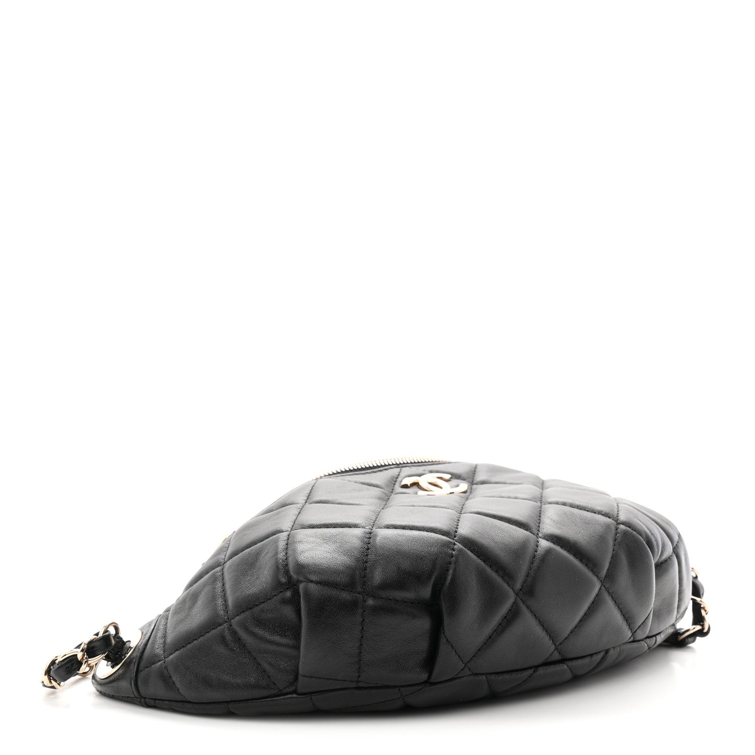 Chanel Lambskin Quilted Resin Bi-Color Waist Bag Fanny Pack Black 4 of 10