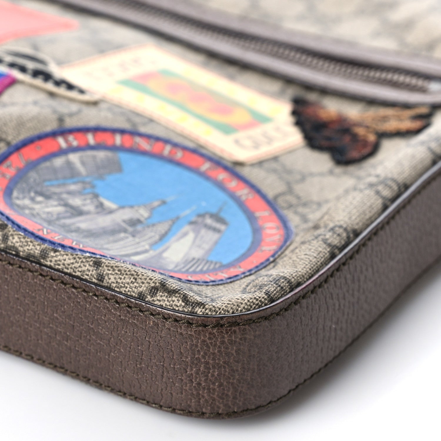Gucci Soft GG Supreme Monogram Courrier Web Medium Flat Messenger Bag Beige New Acero Multicolor 9 of 10