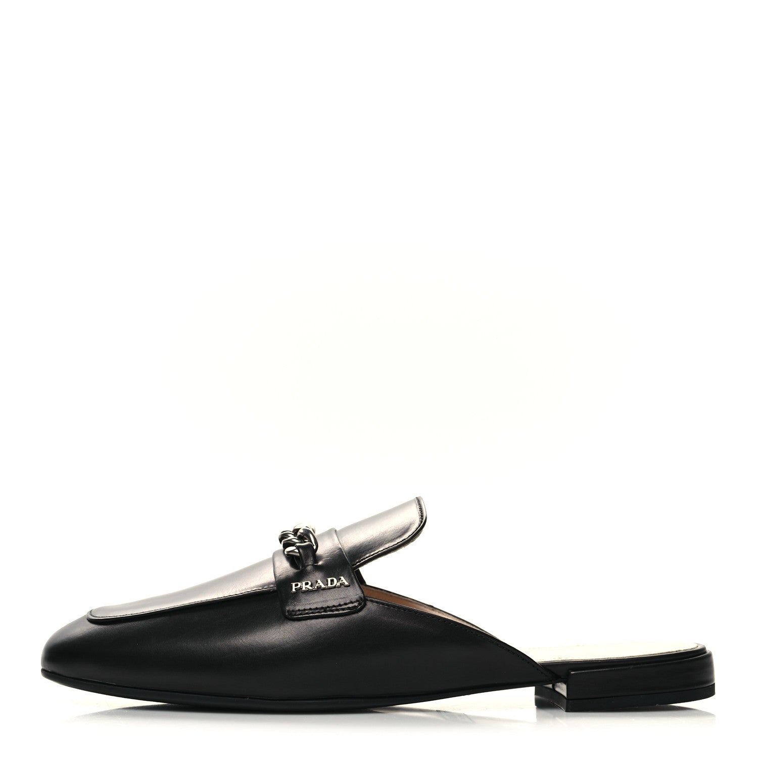 Prada Vitello Lux Chain Mules 37 Black 1 of 9