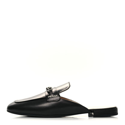Prada Vitello Lux Chain Mules 37 Black 1 of 9