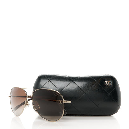 Chanel Metal Polarized Aviator CC Sunglasses 4189-T-Q Silver 8 of 8