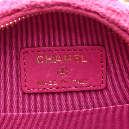 Chanel Wool Tweed Lambskin Quilted Chanel 19 Round Clutch With Chain and Coin Purse Fuchsia 7 of 10