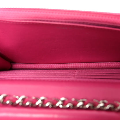 Chanel Lambskin Quilted Wallet On Chain WOC Dark Pink 8 of 21