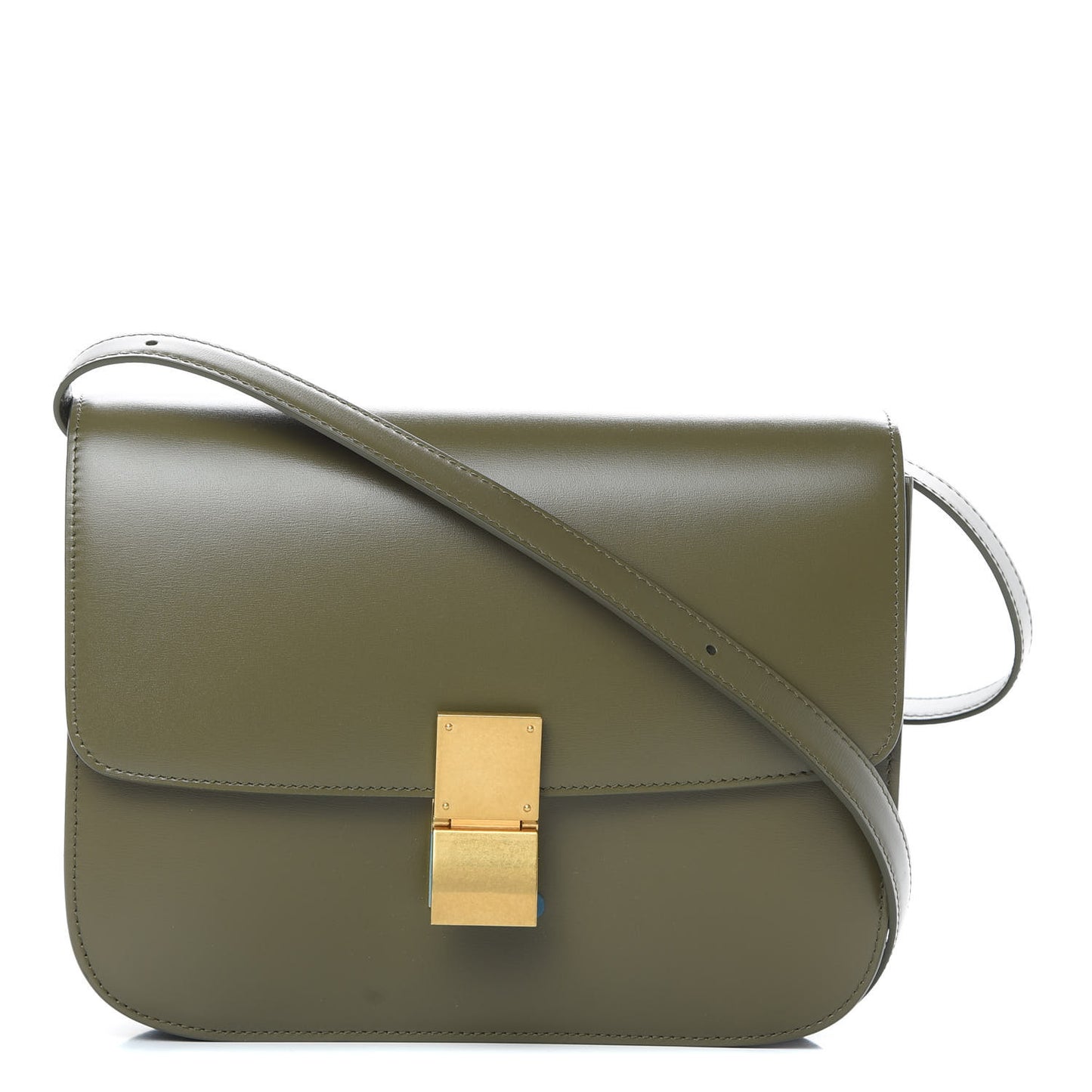 Box Calfskin Classic Box Medium Flap Bag Army Green