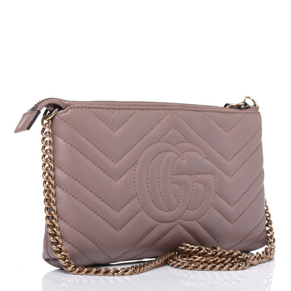 Gucci Calfskin Matelasse Mini GG Marmont Chain Bag Porcelain Rose 3 of 15