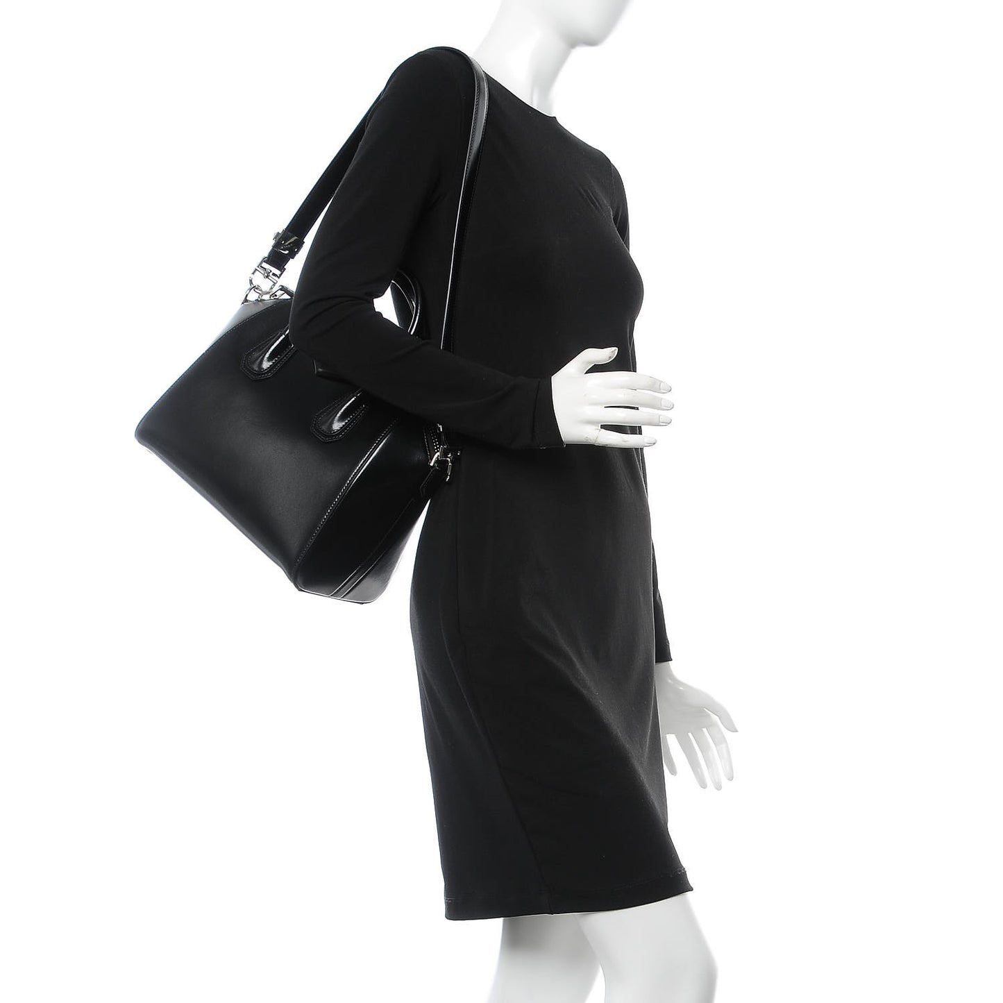 Shiny Lord Calfskin Small Antigona Black