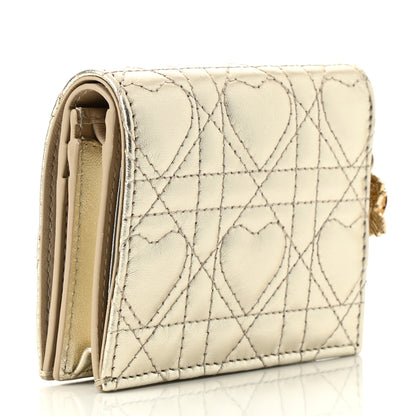 Christian Dior Metallic Lambskin Cannage DiorAmour Lady Dior Card Holder Gold 3 of 7