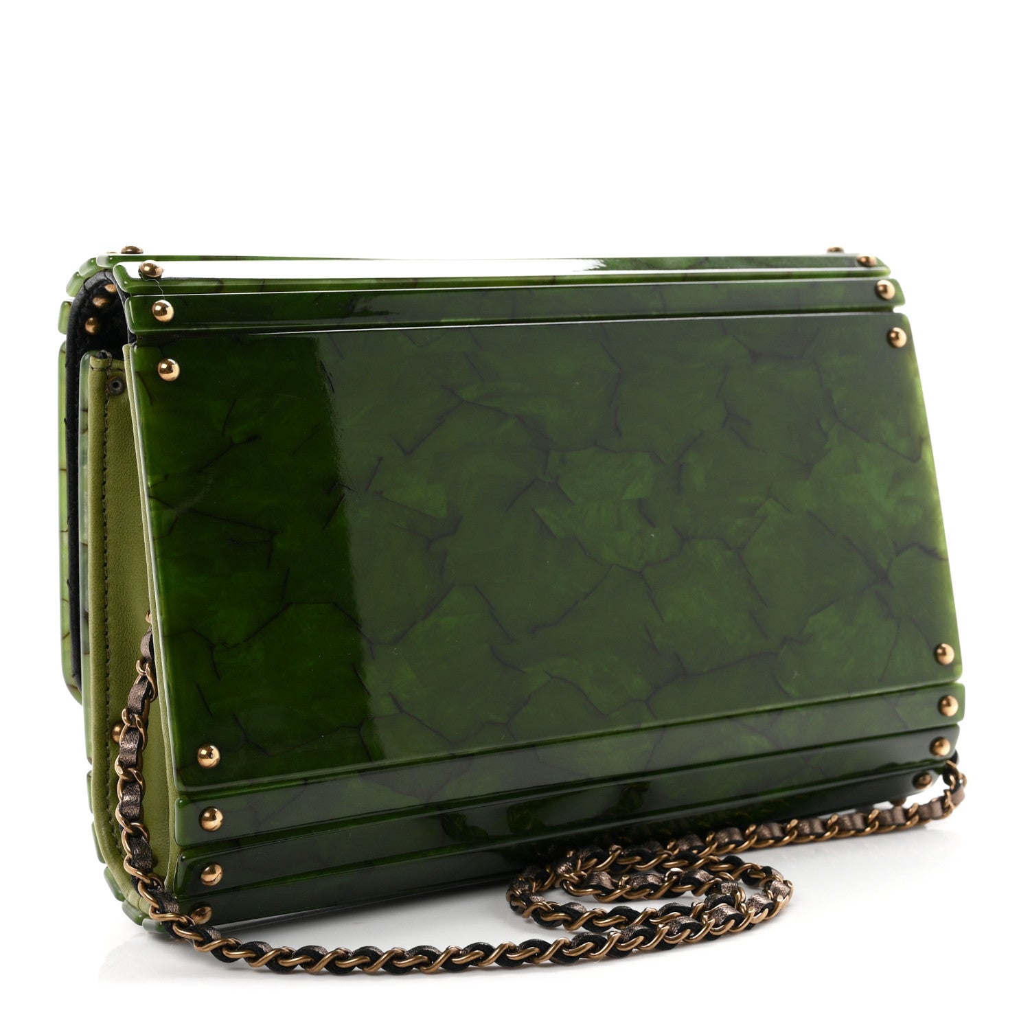 Chanel Plexiglass Jade Paris Shanghai CC Clutch Green 3 of 9