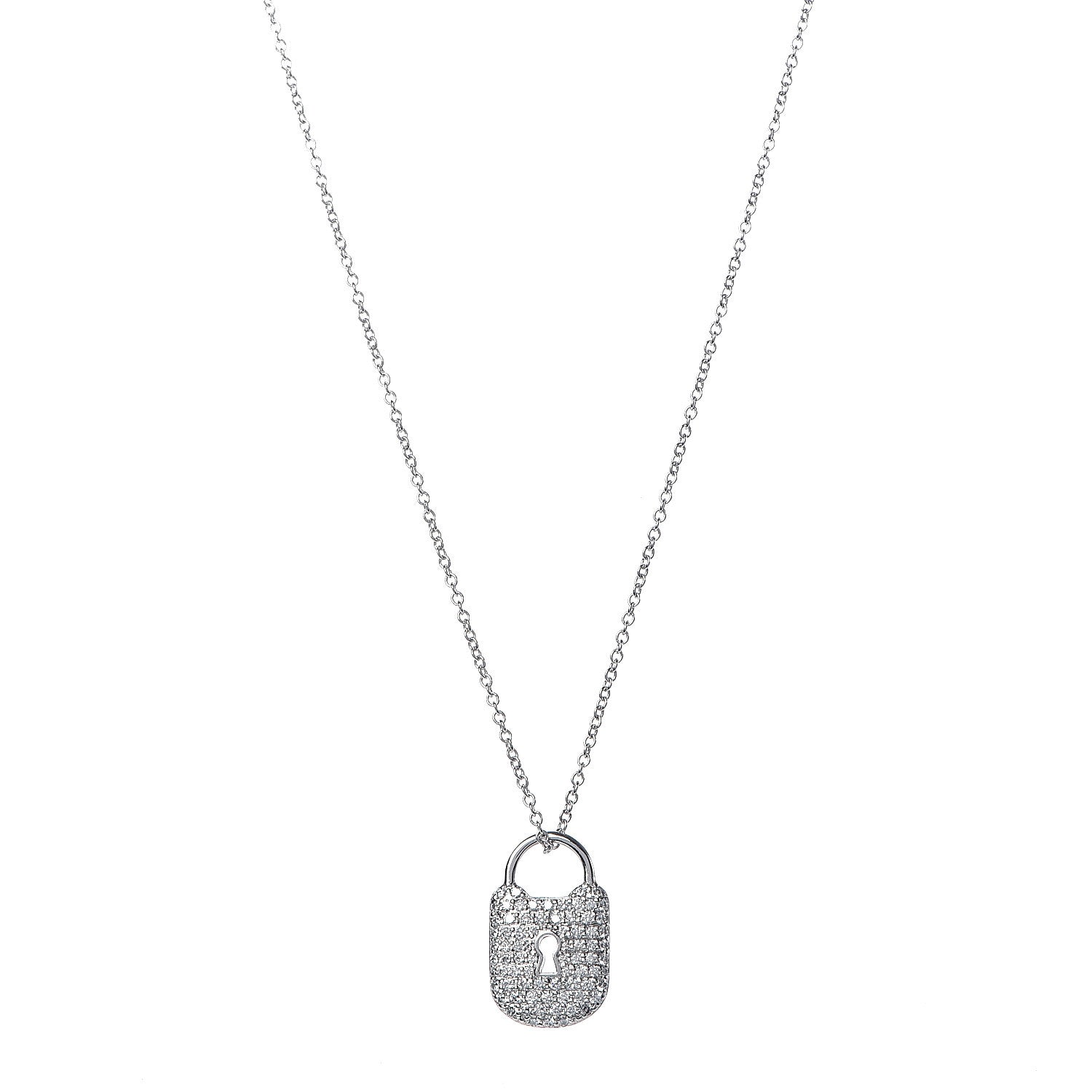 Tiffany Platinum Diamond Small Lock Pendant Necklace 1 of 6