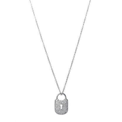Tiffany Platinum Diamond Small Lock Pendant Necklace 1 of 6