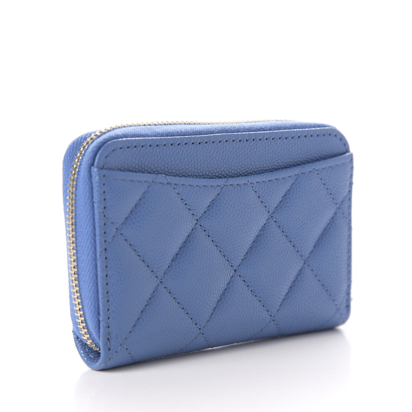 Caviar Quilted Zip Coin Purse Blue