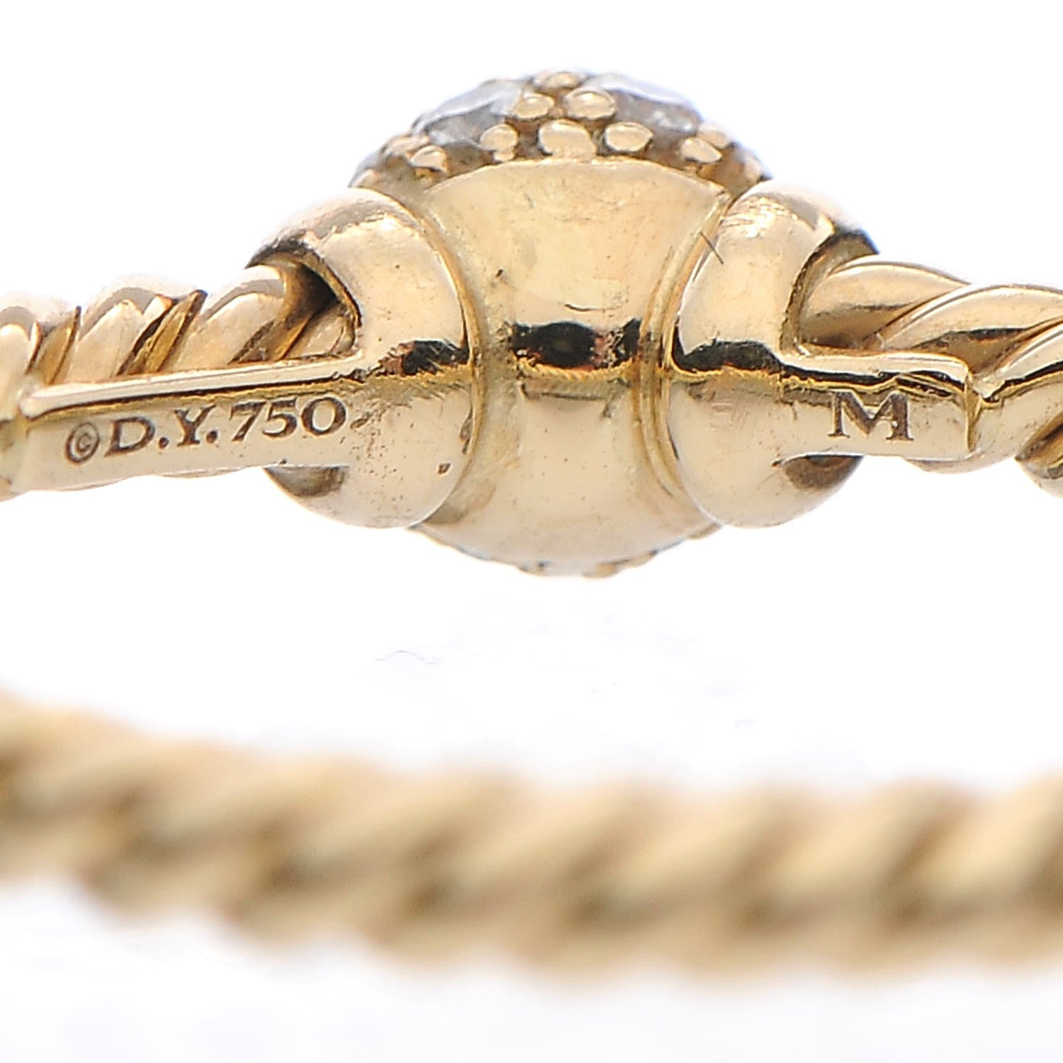 David Yurman 18K Yellow Gold Diamond Petite Solari Station Ring 54 7 5 of 5