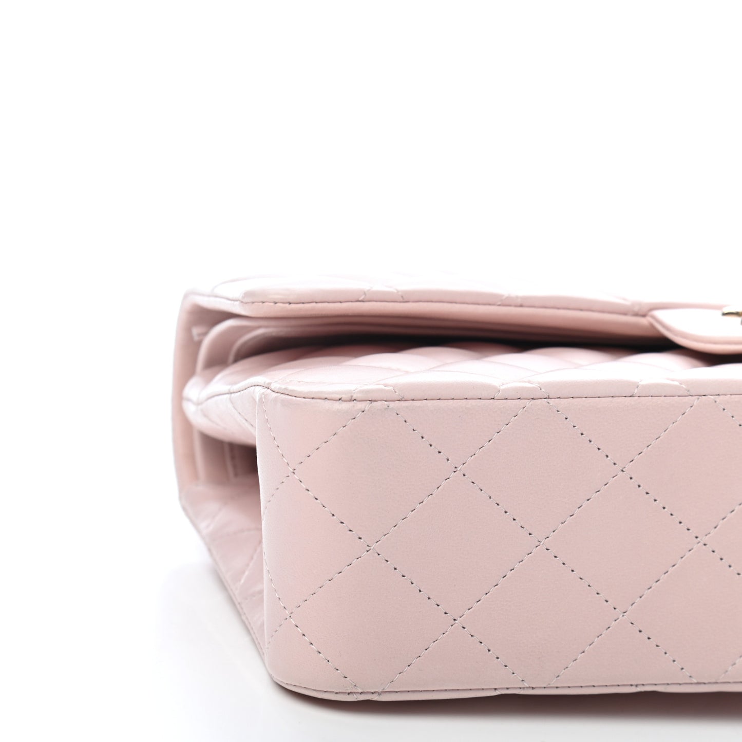 Lambskin Quilted Medium Double Flap Light Pink