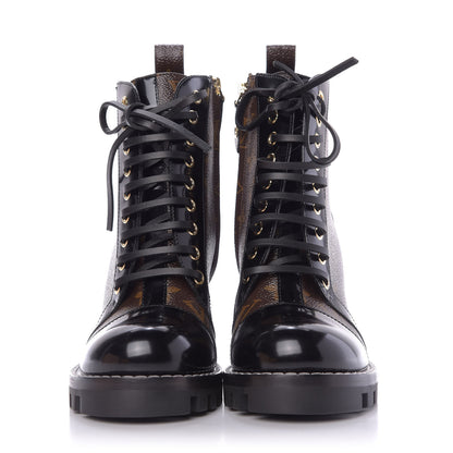 Louis Vuitton Patent Calfskin Monogram Star Trail Ankle Boots 36.5 Black 2 of 9