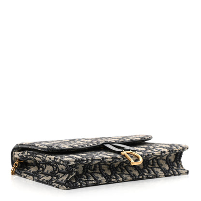 Christian Dior Oblique Saddle Chain Pouch Blue 4 of 8