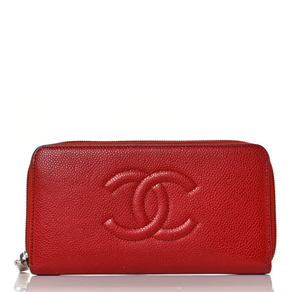 Chanel Caviar Large Timeless CC Zip Around Wallet Red 1 of 12