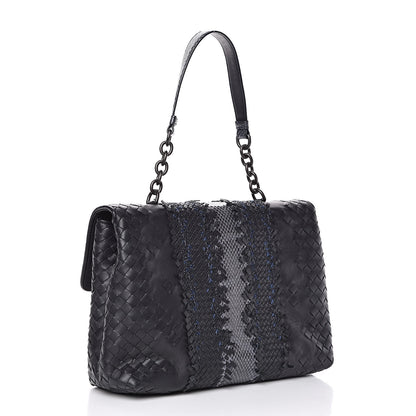 Bottega Veneta Nappa Ayers Intrecciato Top Handle Bag Black Light Grey 3 of 11