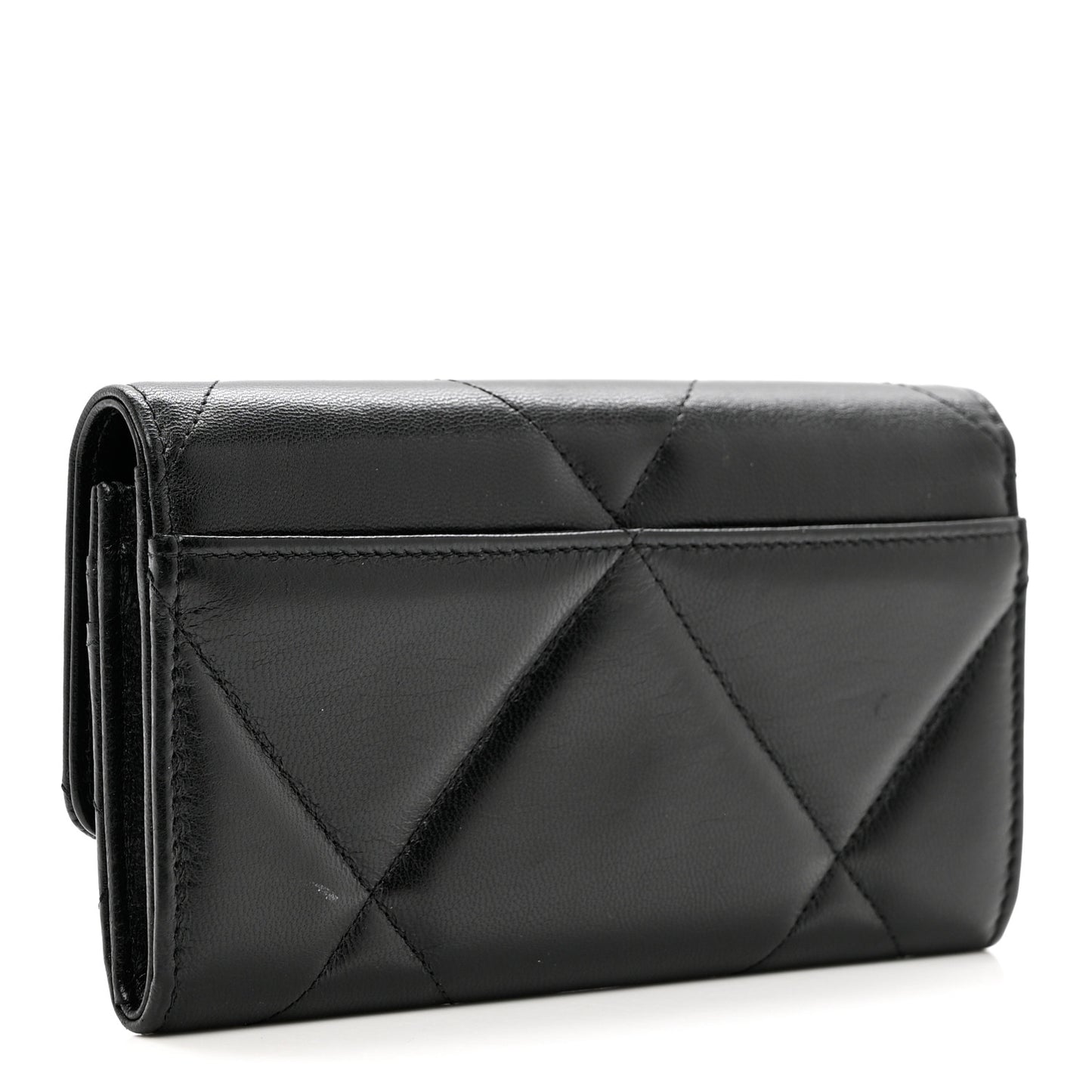 Lambskin Quilted Chanel 19 Flap Wallet Black